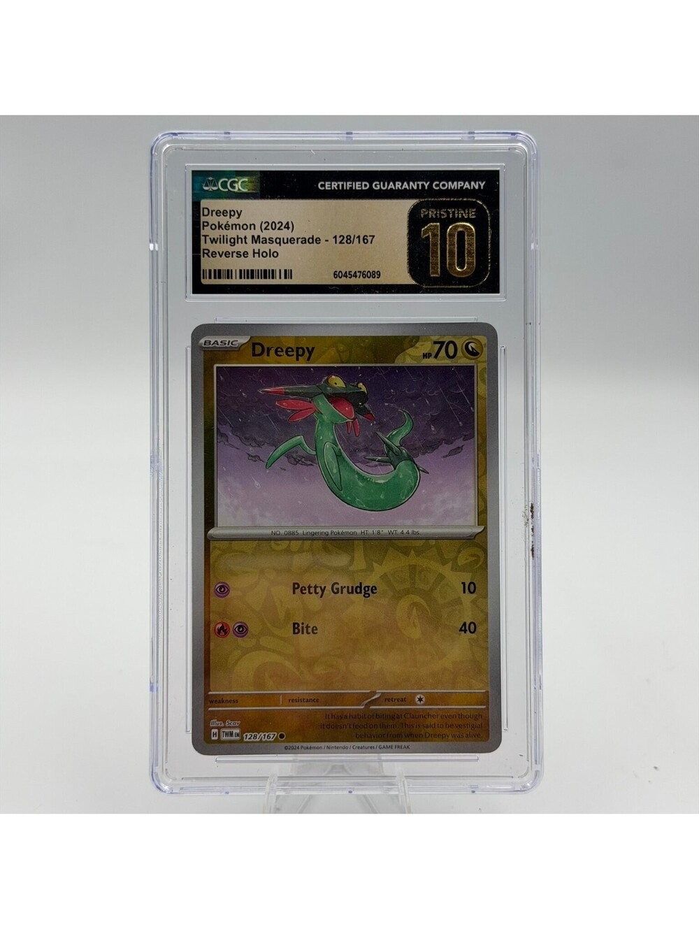 Pokémon Dreepy 2024 Twilight Masquerade 128/167 Reverse Holo CGC Pristine 10